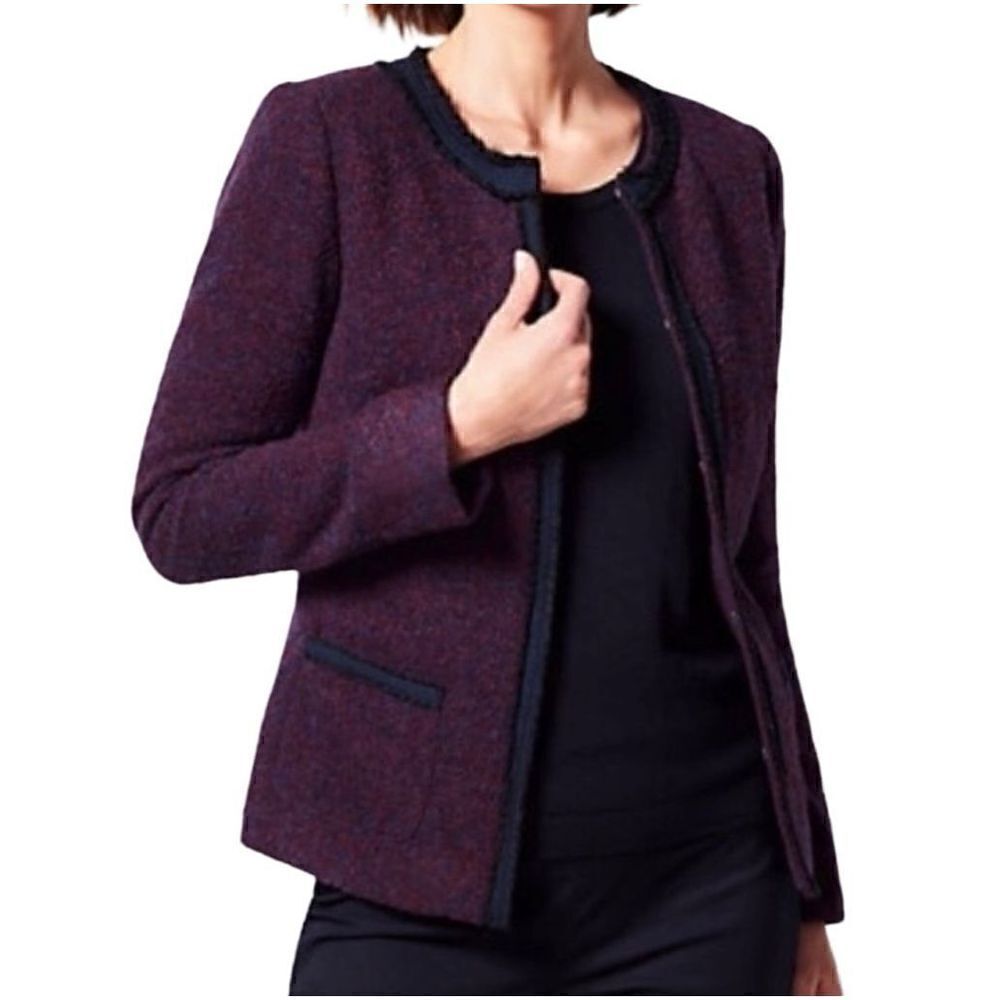 Talbots navy blue and burgundy wool blend tweed blazer size 10